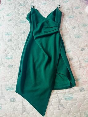 Emerald Sundae Emerald Green Asymmetrical Slip Dress